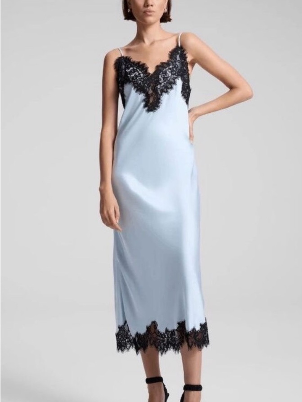 A.L.C. Lennon Satin and Lace Midi Dress S